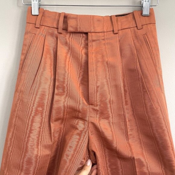 Gucci Orange Taffeta Moire Pleated Barrel Leg Pants - 36/25" Waist 🇮🇹 - Picture 3 of 15